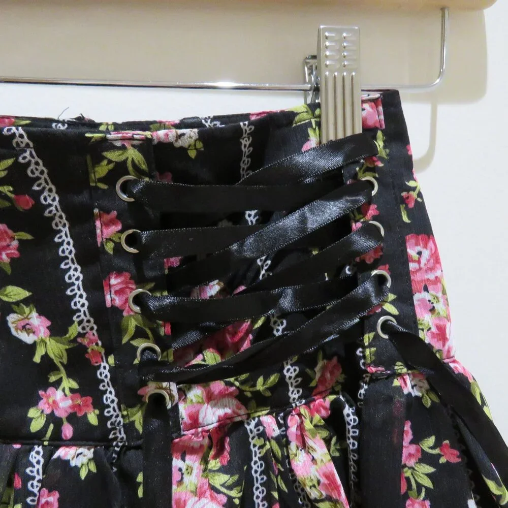 HELL BUNNY Mini Rock Edwina Floral Corset Lace Skirt Goth Whimsigoth Vintage Y2K - Picture 4 of 15